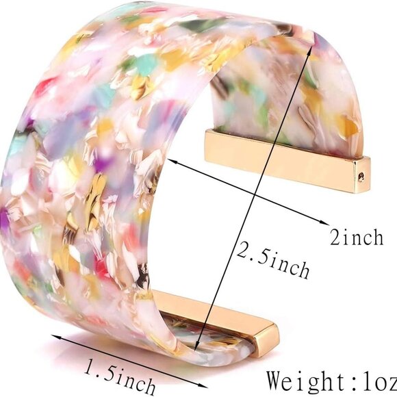 Cuff Bracelet for Women Acrylic Resin Bracelets Statement Bangle Bracelet Adjust - Picture 2 of 7